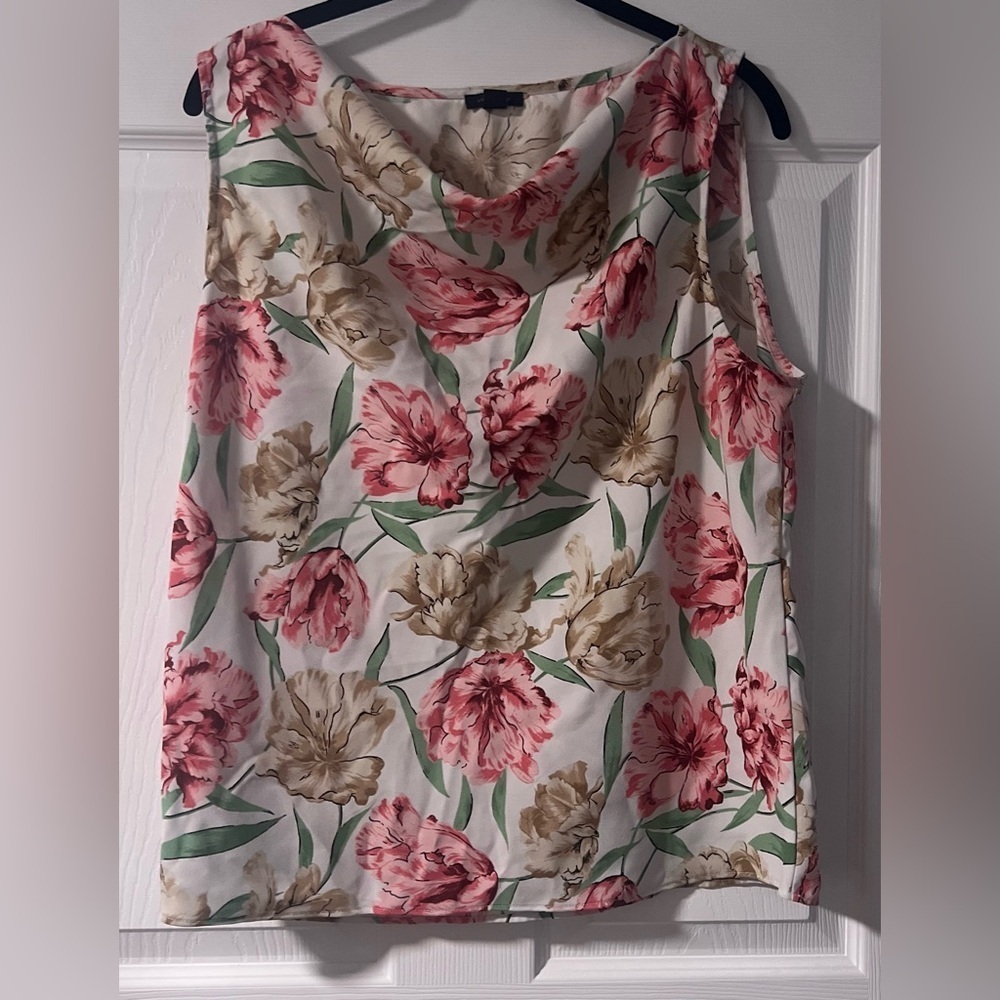 Women's Ann Taylor Factory Floral Scoop High Neck Sleeveless Top
